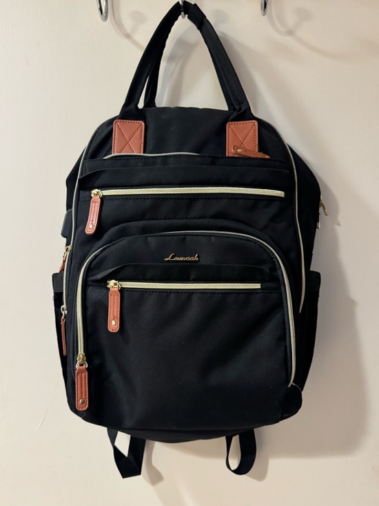 Handbags - Lovesack Black Backpack with Brown Trim